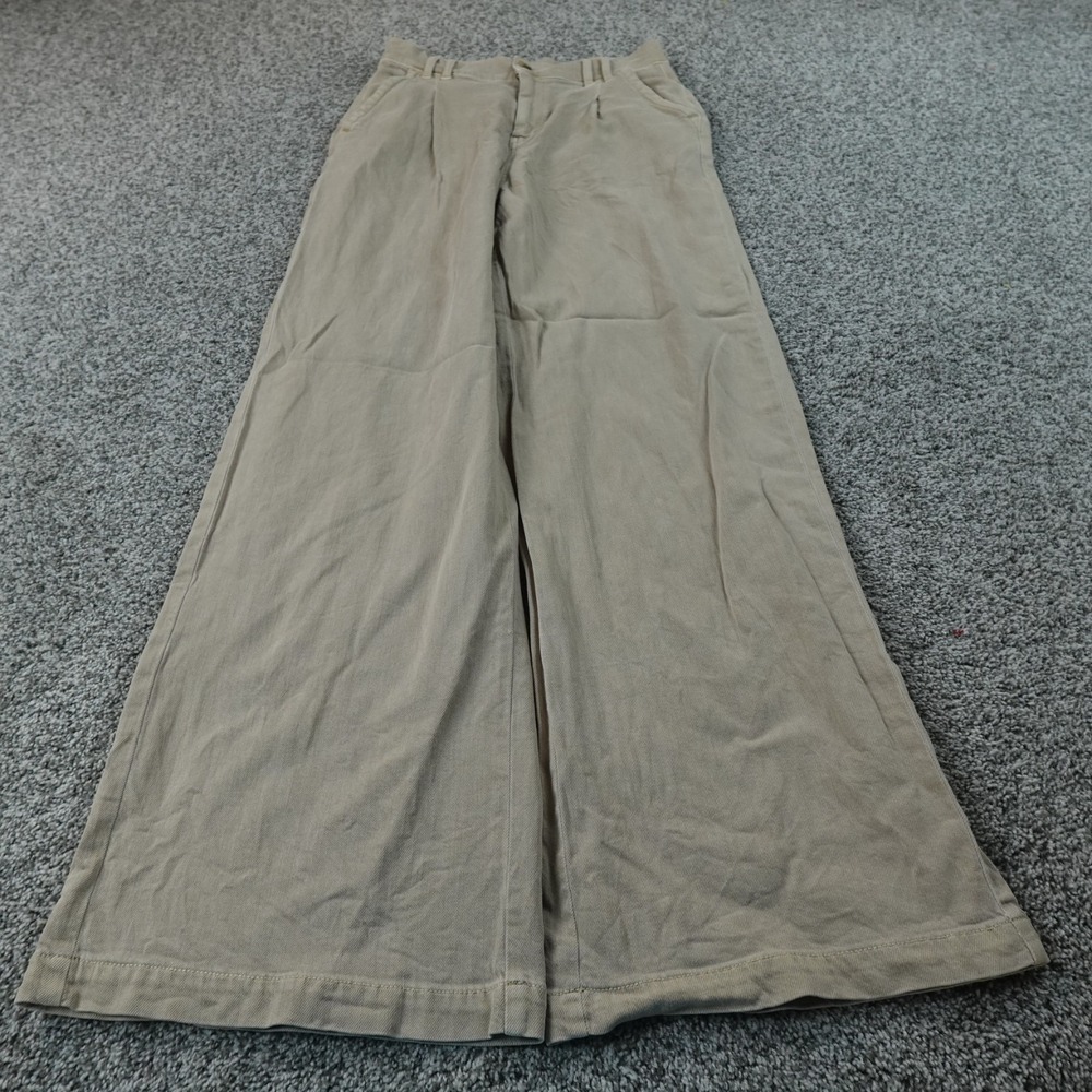 American Eagle Pants Womens 2 Beige Brown Chino High Rise Wide Leg Baggy Stretch